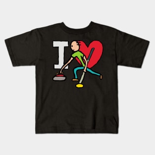 I Love Curling Kids T-Shirt